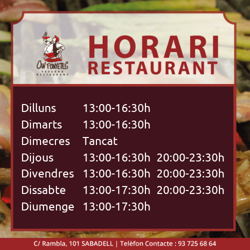 Horari del restaurant Can Punyetes Sabadell